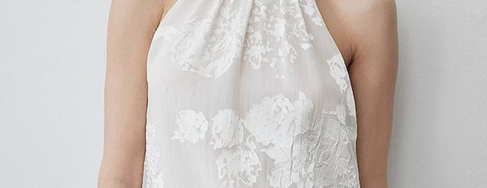 white halter top burnout fabric floral front view