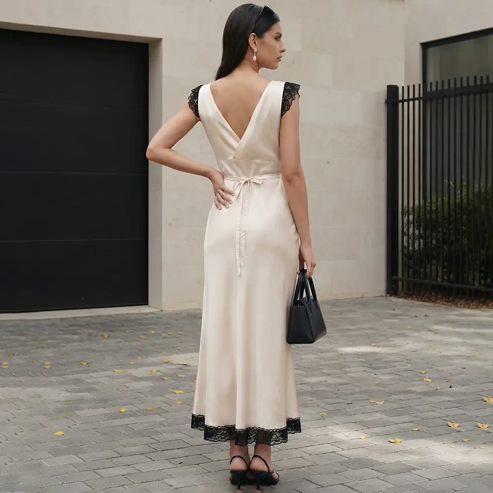 Thumbnail: Satin Lace Midi Slip Dress