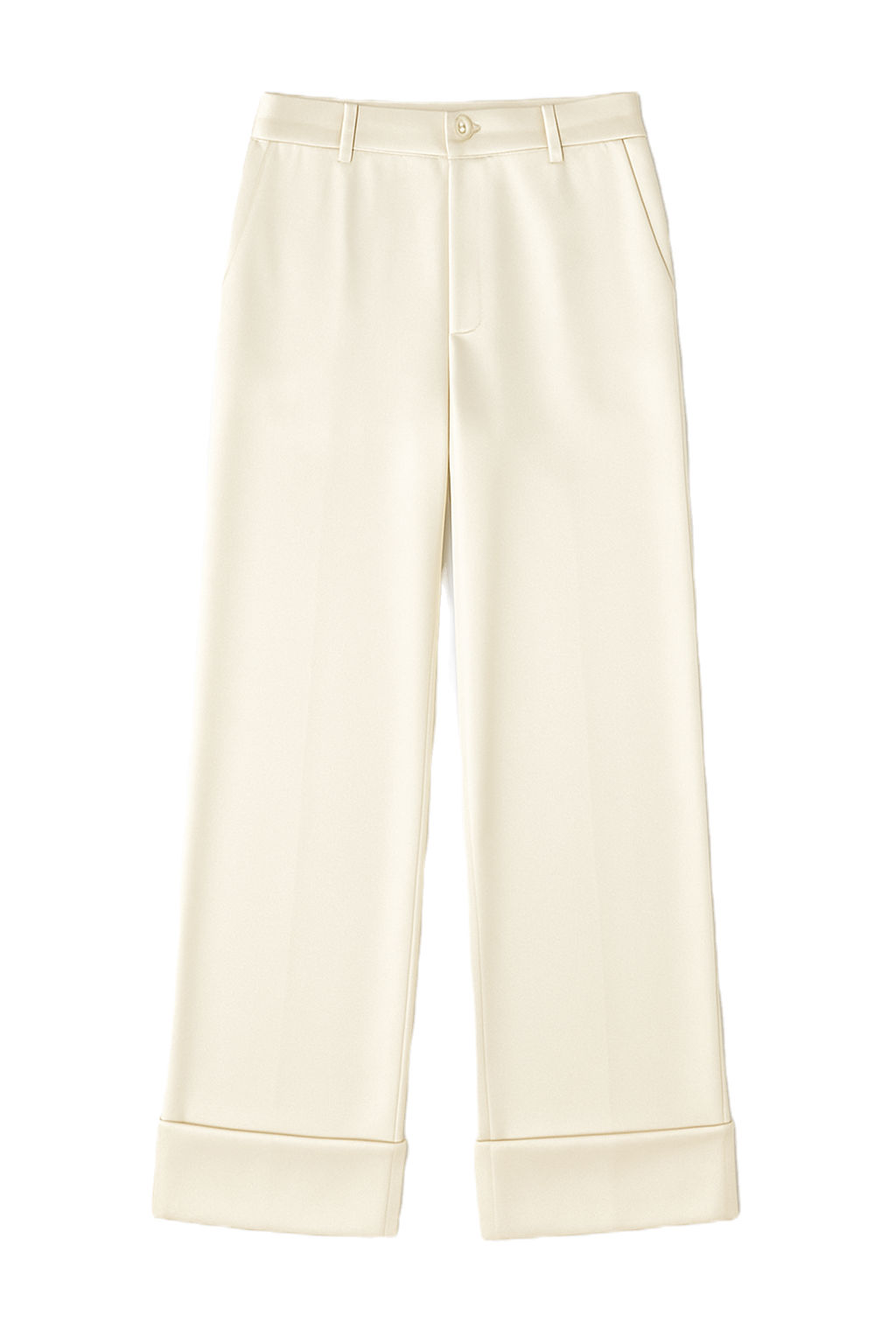 Satin Wide Leg Trousers in Cream