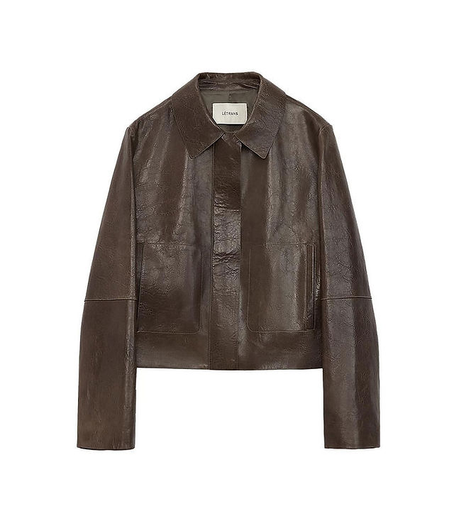 Glossy Leather Lapel Cropped Jacket, $332