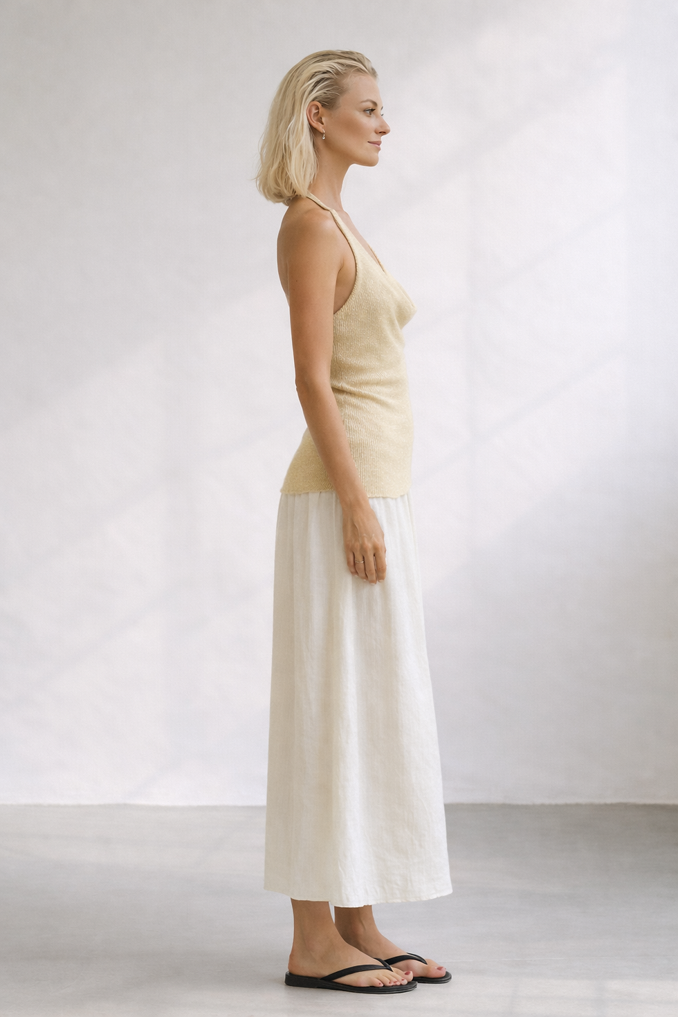 Thumbnail: Cowl Halter Two-tone Dress