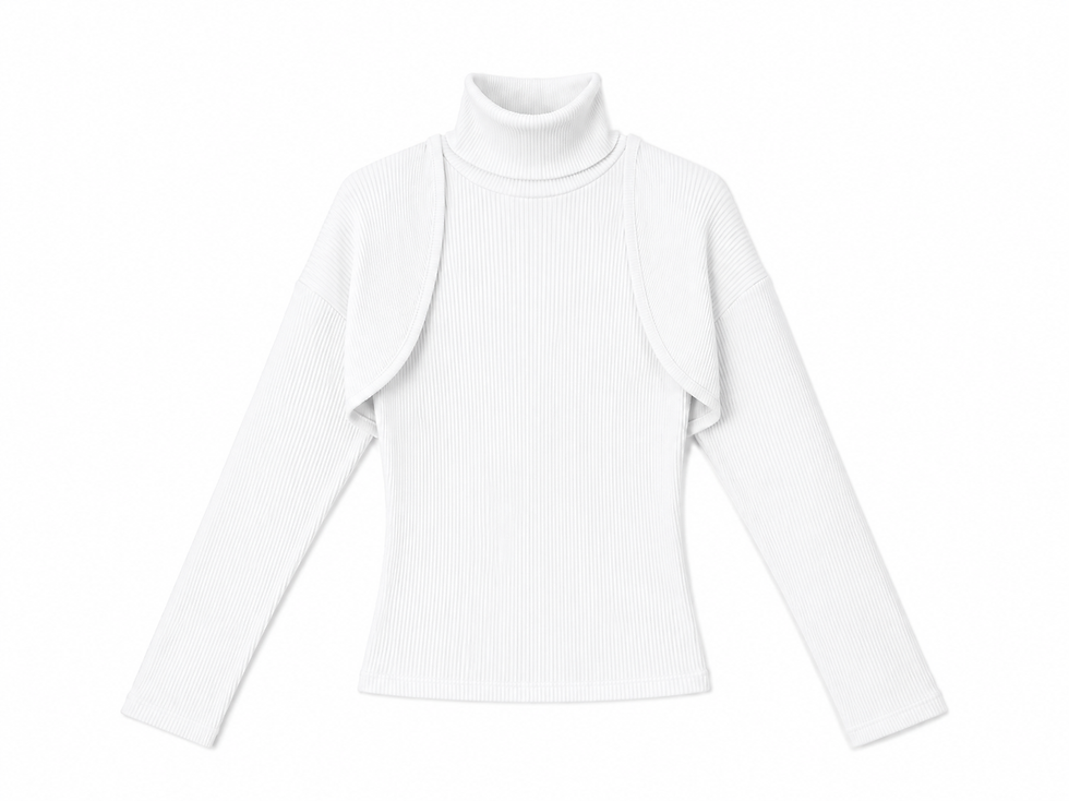 Thumbnail: Ribbed Turtleneck Top and Bolero Set