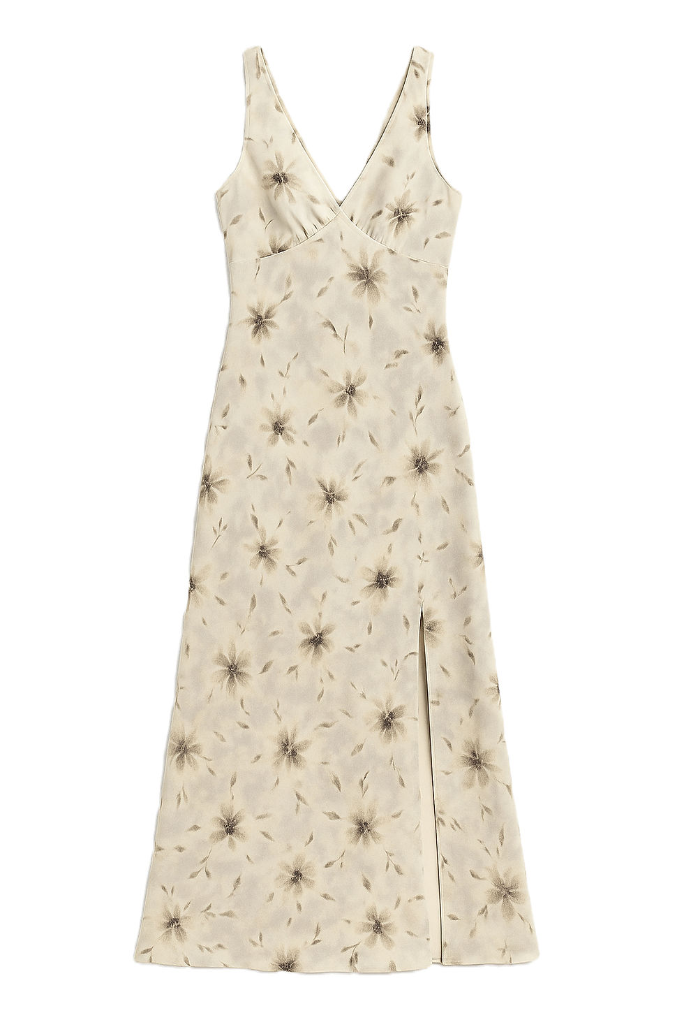 v-neck floral print Midi high-slit