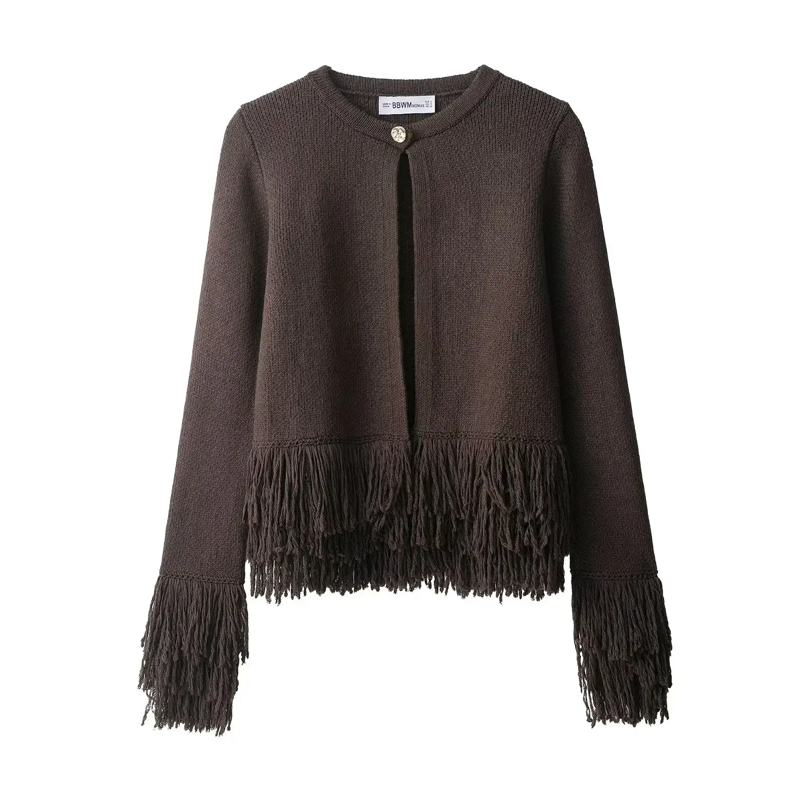 Fringe-Trim Knit Cardigan