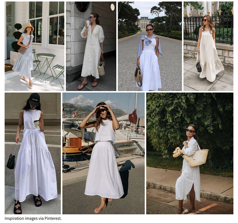 collage of summer white dresses