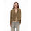 Thumbnail: Brown suede jacket front view styled with denim and plaid top