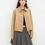 Thumbnail: beige glossy leather collar short jacket front view