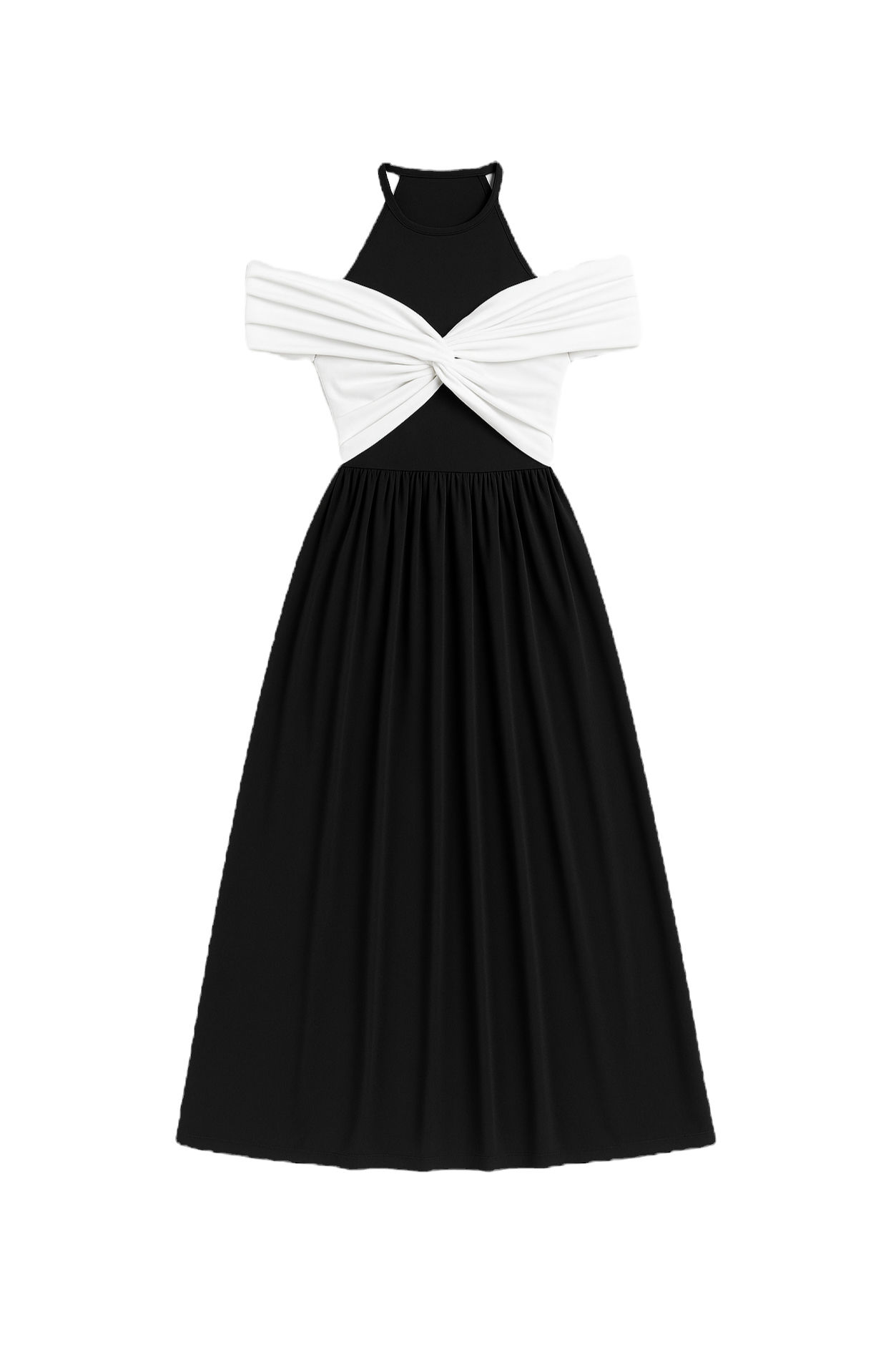 Twist Halter Off Shoulder A Line Dress