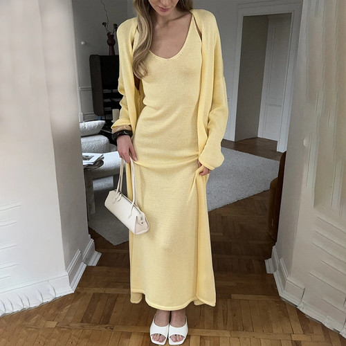 Soft Knit Maxi Dress & Duster Set | lve