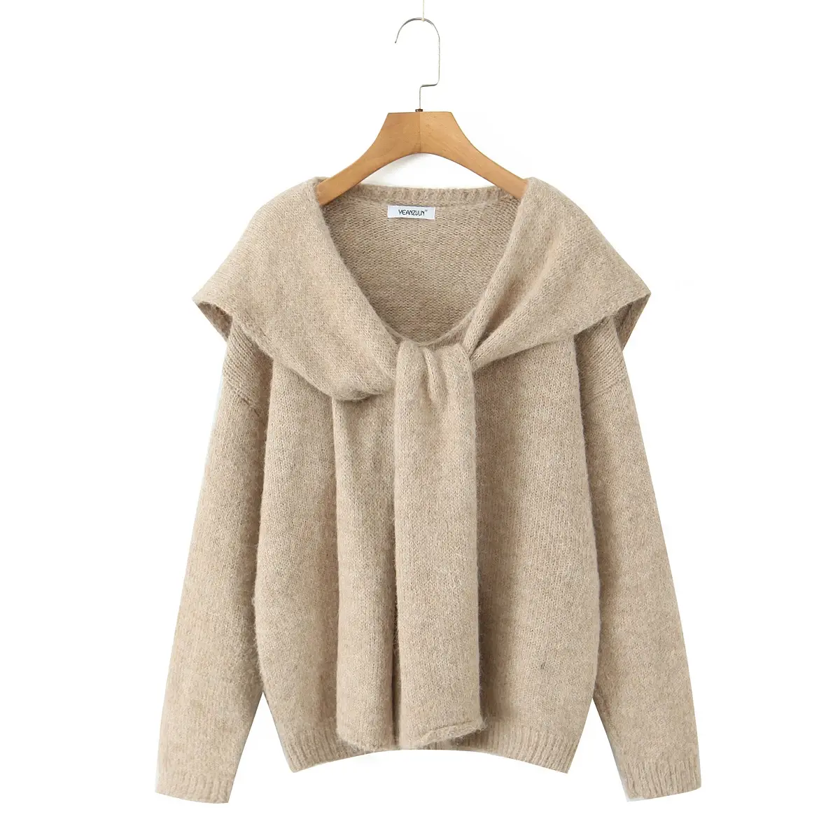 Soft Knit Tie-Neck Sweater