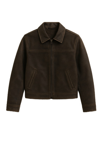 Java Brown Vegan Leather Jacket | Relaxed Fit Outerwear for Women