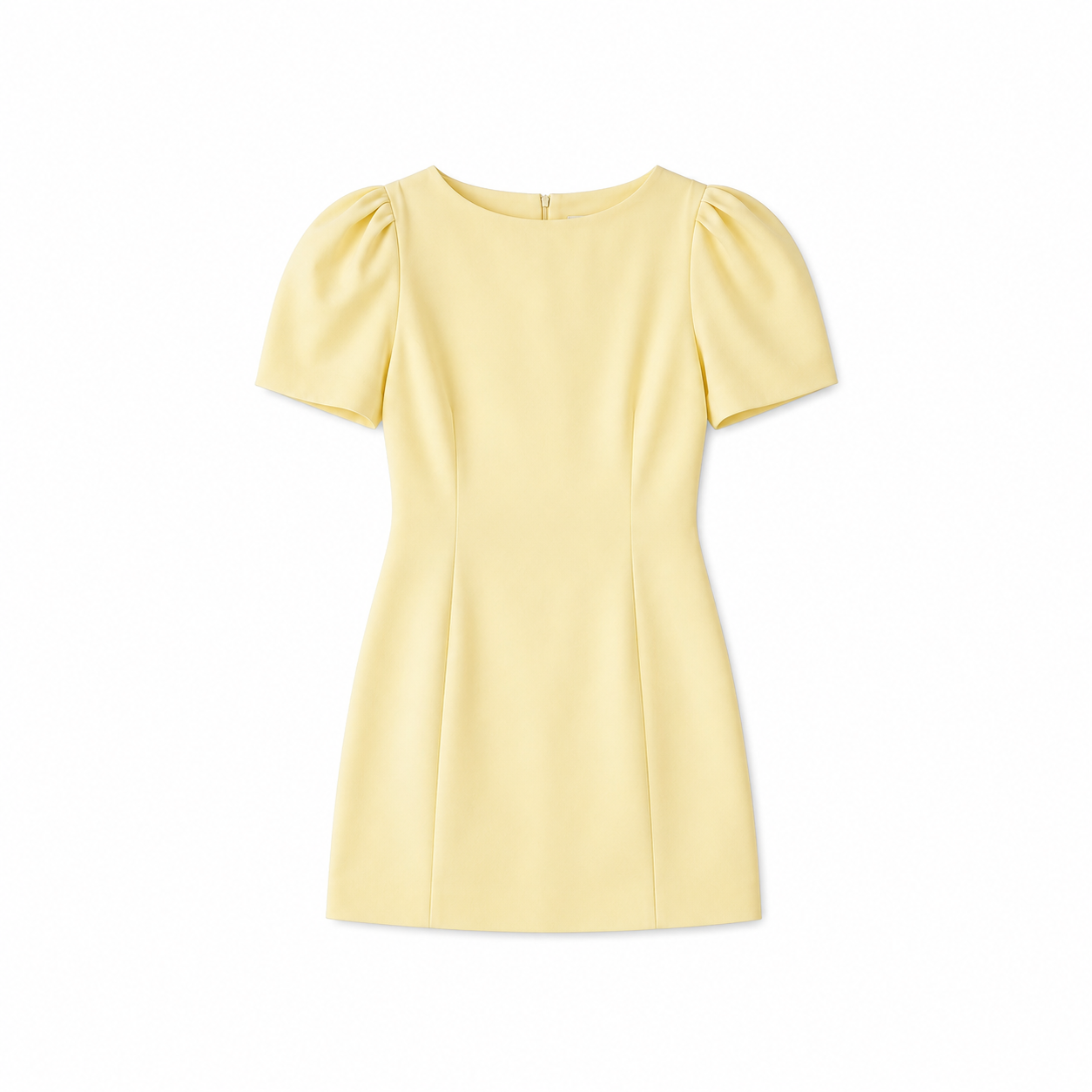 Structured Puff Sleeve Ballet Neck Mini Dress