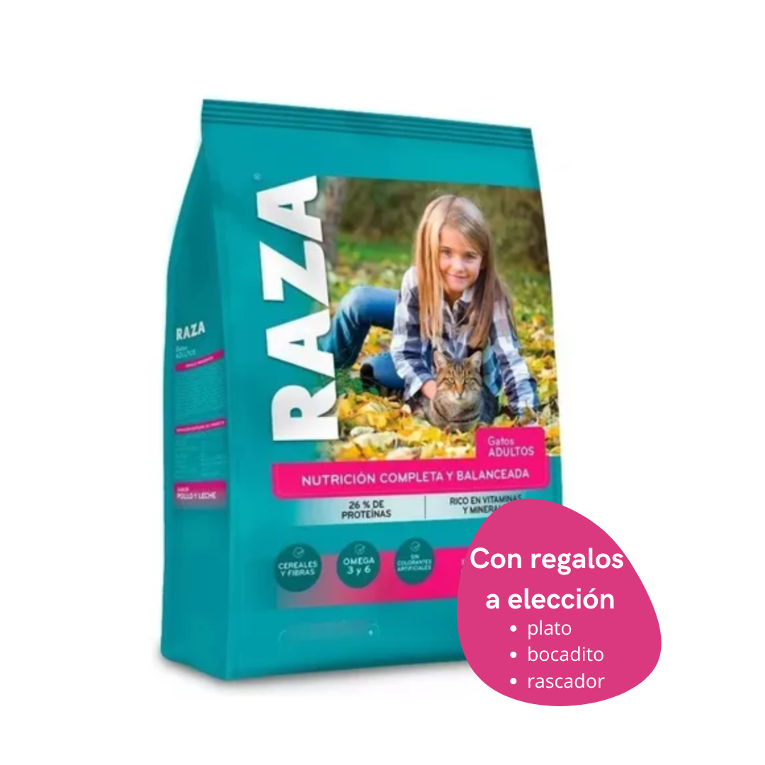 RACION RAZA GATO X 10 KG POLLO Y LECHE MÁS REGALOS