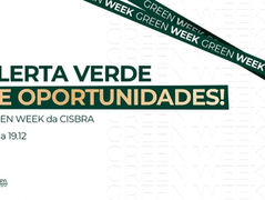 Alerta Verde de Oportunidades! Banner da Green Week da CISBRA, a campanha de última chance (15 a 19 de dezembro) para adesão aos planos AXIS, garantindo os preços de 2025. O design é vibrante, com destaque para texto em verde e dourado sobre um fundo claro