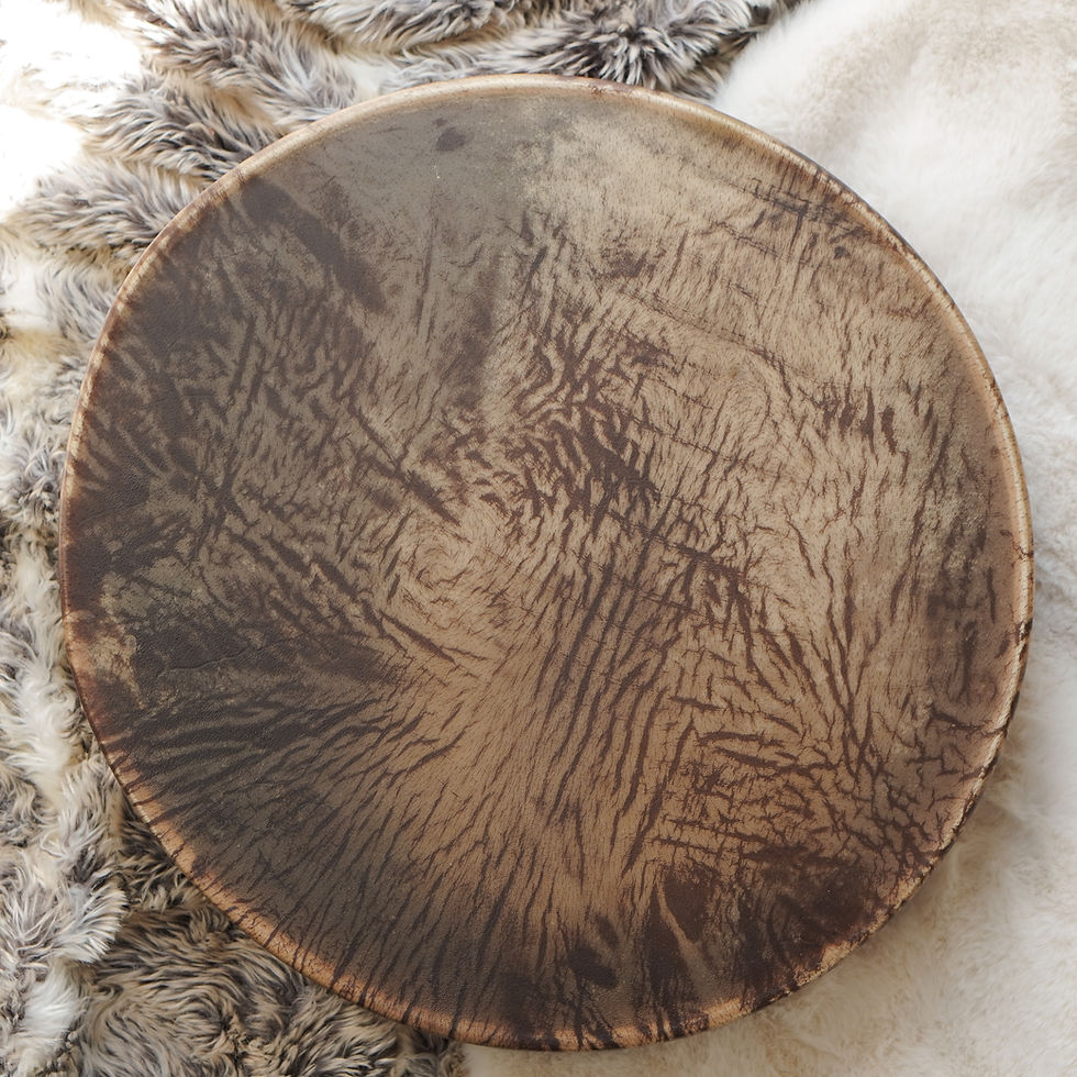 Handmade horse-hide shamanic drum on a rosewood frame