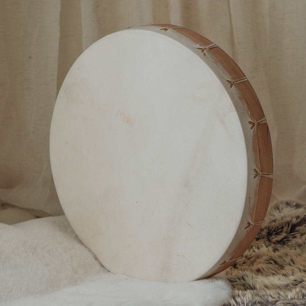 Handmade reindeer-hide shamanic drum