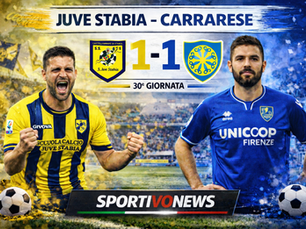 SERIE B: Juve Stabia–Carrarese 1-1. Mosti illude le Vespe, Torregrossa firma il pari.