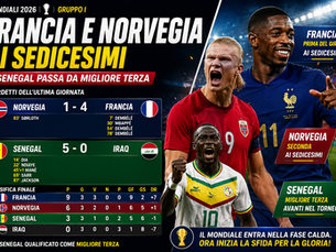 FRANCIA E NORVEGIA AI SEDICESIMI, IL SENEGAL PASSA DA MIGLIORE TERZA.