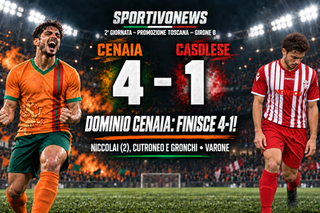 DOMINIO CENAIA: LA CASELLA DEI GOL SI FERMA SUL 4-1!