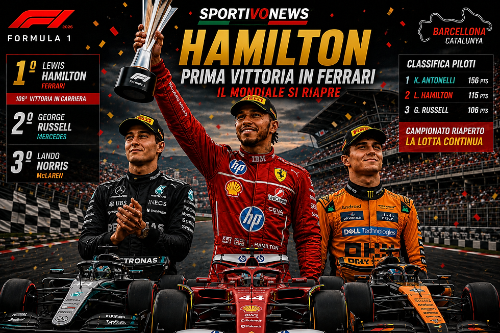 HAMILTON RISCRIVE LA STORIA: PRIMO TRIONFO IN FERRARI, IL MONDIALE TORNA APERTO.