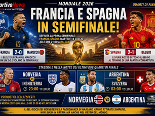 FRANCIA E SPAGNA IN SEMIFINALE: ORA TOCCA A NORVEGIA, INGHILTERRA, ARGENTINA E SVIZZERA.