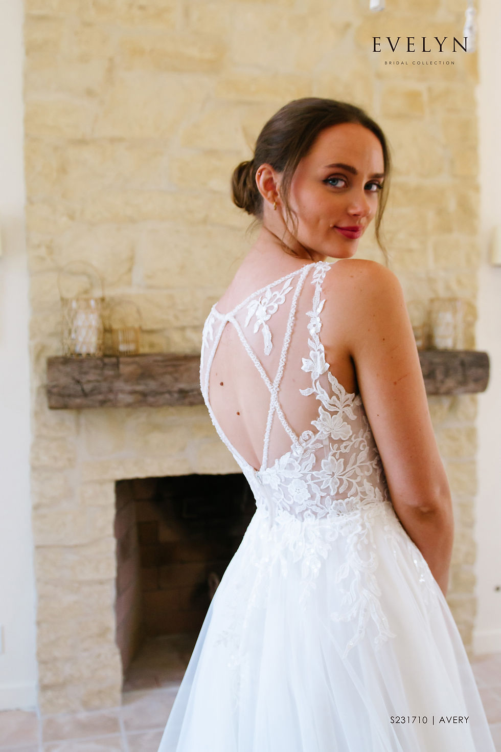 Thumbnail: 
Avery | S231710
Gown Info
Meet Avery, the perfect blend of femininity and romance! This tulle A-line gown has a graceful deep V neckline and beaded spaghetti straps. The geometric keyhole on the back neckline adds an element of beauty and style. A chapel length train completes this timeless gown.

Material
Tulle

Color & Size
Ivory/Nude

Sizes available - 2-28 / 14W-32W