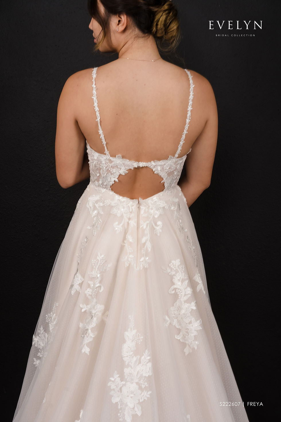 Thumbnail: FREYA | S222607
Gown Info
A boho brides dream! Our Freya Gown is a lace and tulle ballgown with a stunning deep V neckline and beaded lace trim straps. A low keyhole back and chapel length train with show-stopping lace appliques are the icing on the cake of this gorgeous gown!

Material
Lace/Tulle

Color & Size
Ivory/Pink (Shown)

Ivory

 

Sizes available - 2-28  / 14W-32W