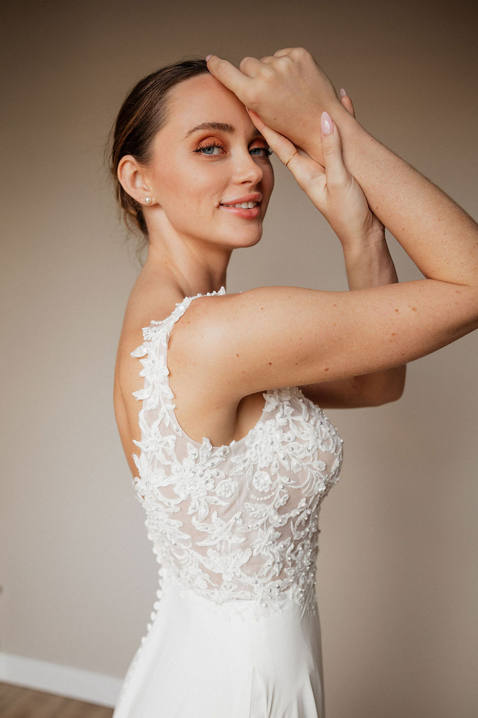 Thumbnail: Posie | N242122
Gown Info
Embrace enchanting elegance in this gown, featuring a bodice of tulle adorned with delicate appliqués and beads, while the lower chiffon skirt boasts appliqués.  The V-neckline adds a touch of timeless charm with 3D flower straps, and the A-line skirt completes the look with grace and sophistication. Buttons from the back waist all the way down to the train add a classic touch, while carefully finished place appliques all around the train add sophistication. This gown promises to make your entrance truly unforgettable on your special day.

Material
Tulle

Color & Size
Shown in Ivory/Nude

Also available in Ivory/Ivory

Available Sizes: 2 - 28 / 14W - 32W Size Chart