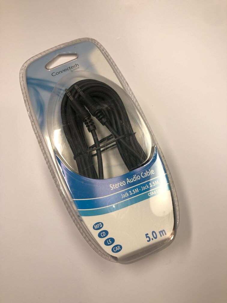 Connectech by Sinox CTA6105 Jack 3.5mm. Cable, Stereo Male to Male 5m.