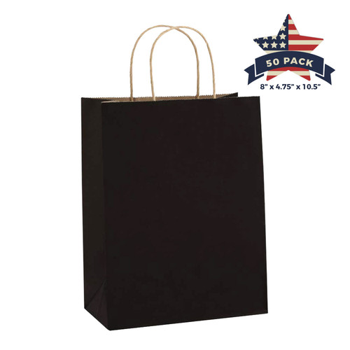 Kraft Paper Bag with Handles 8" x 4.75" x 10.5" Qutuus