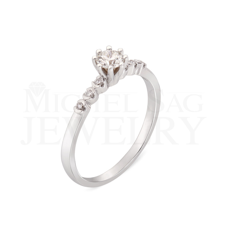 Elegant 1.36 ct Round Cut Diamond Ring Featuring Accent Side Stones