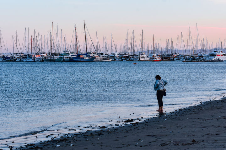 Person standing on shore