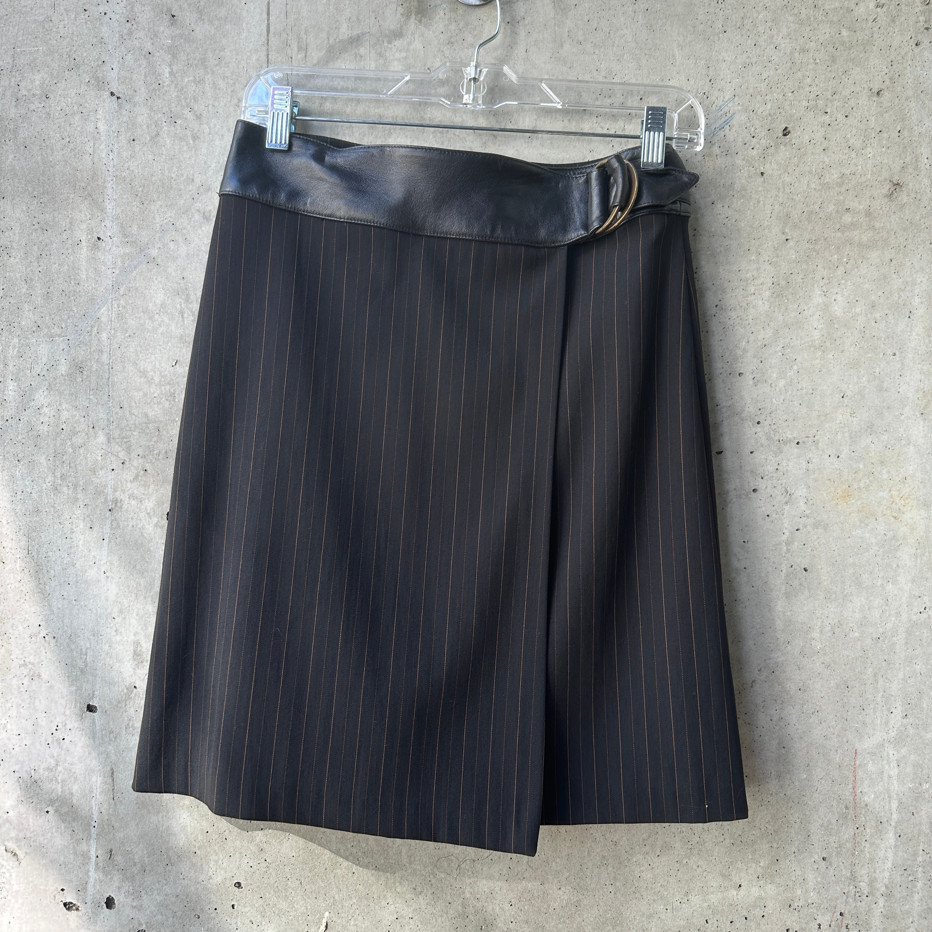 Bebe Black Pinstrip Mini Wrap Skirt  — image 4
