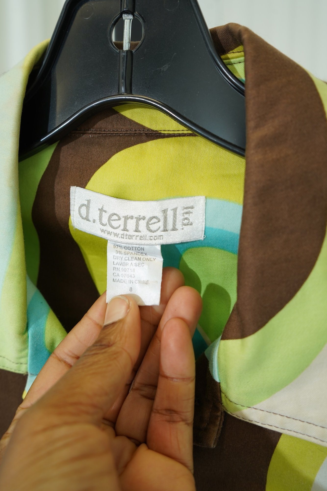 Y2K d. terrell ltd. Mod Print Lime/aqua/abstract print Cotton Trucker Jacket, image 5