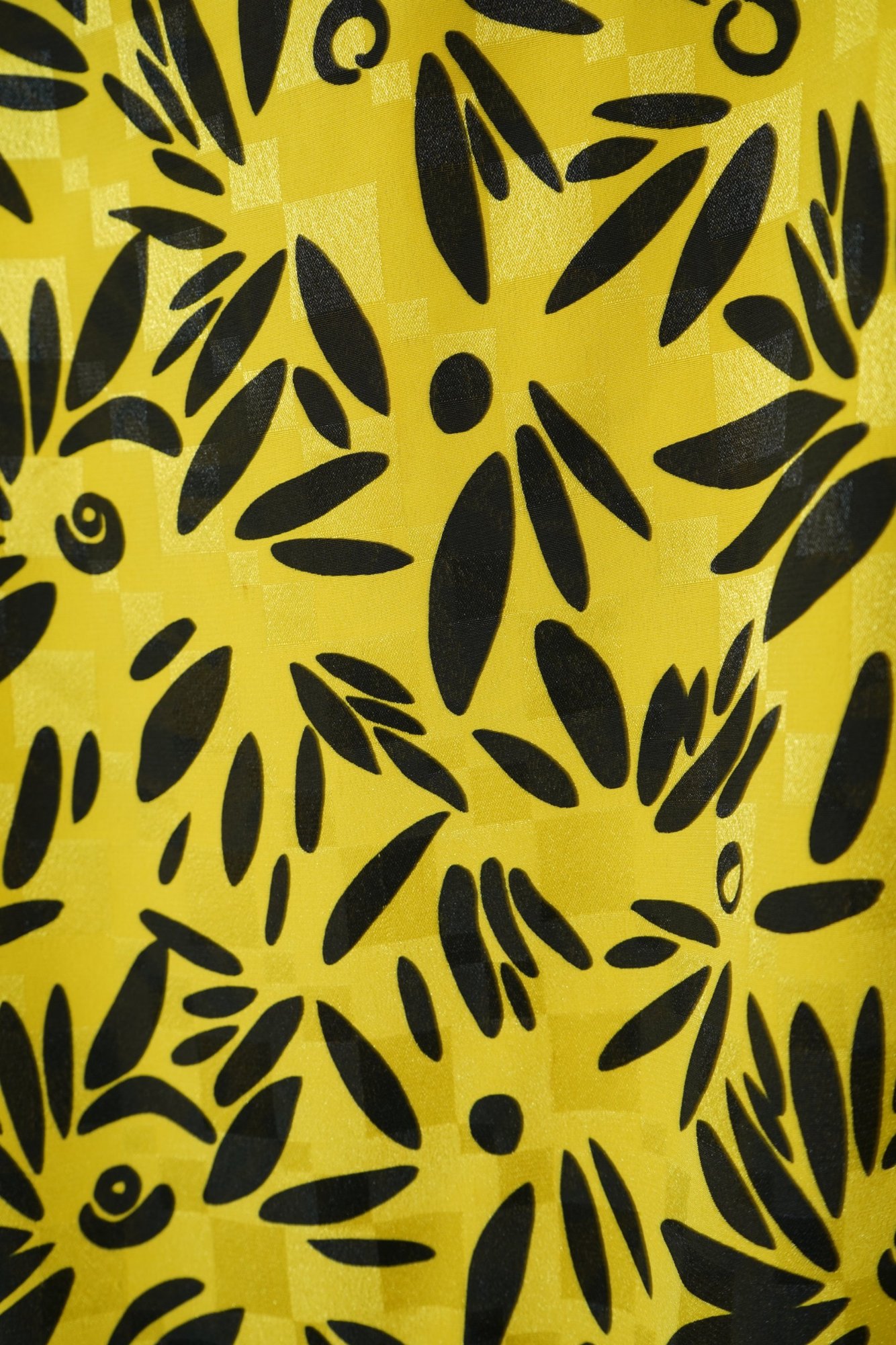 1980's Eccentric Yellow and Black with Geometric Pattern Blouse, image 3