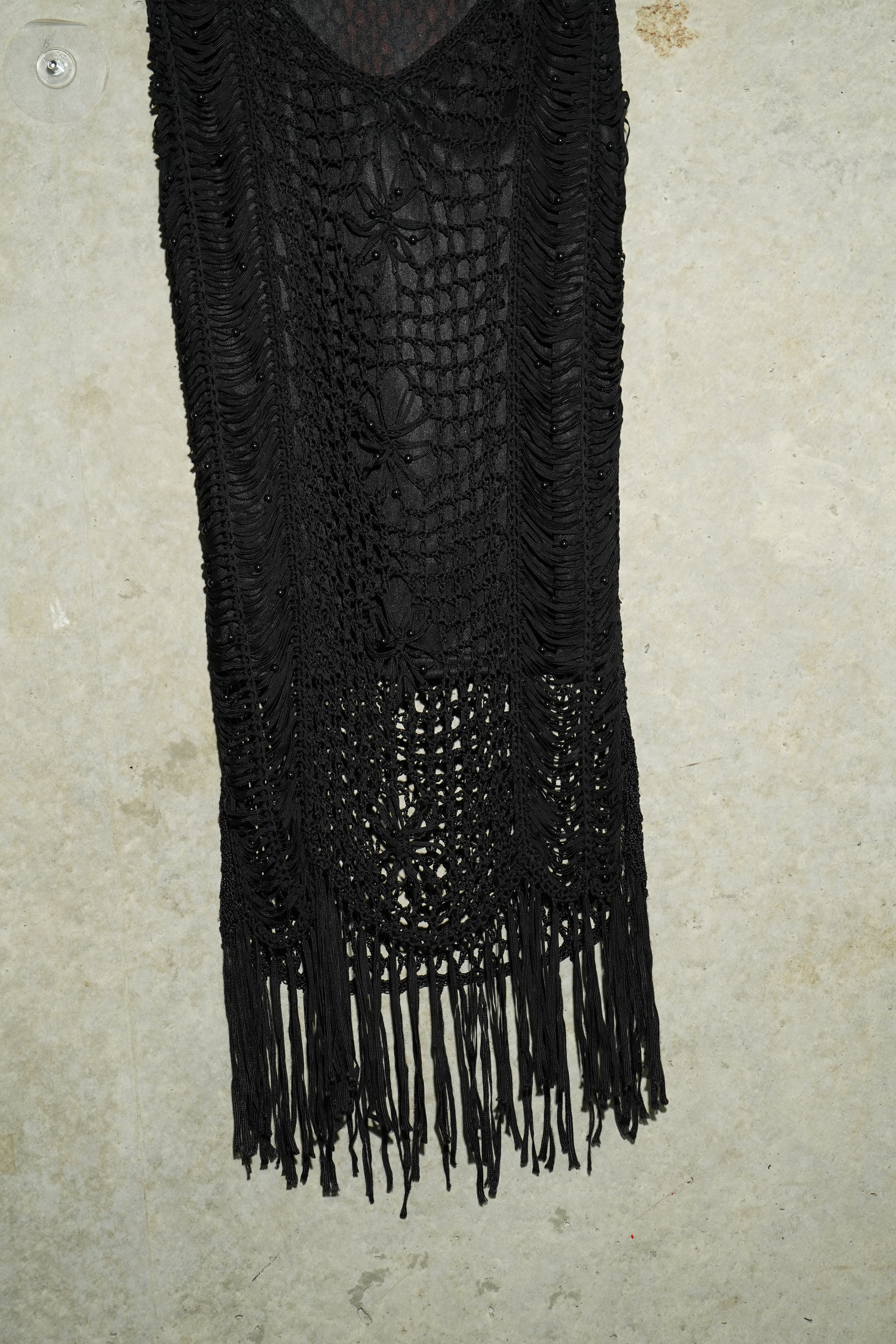 90s Black Macramé Fringe Mini Top, image 5