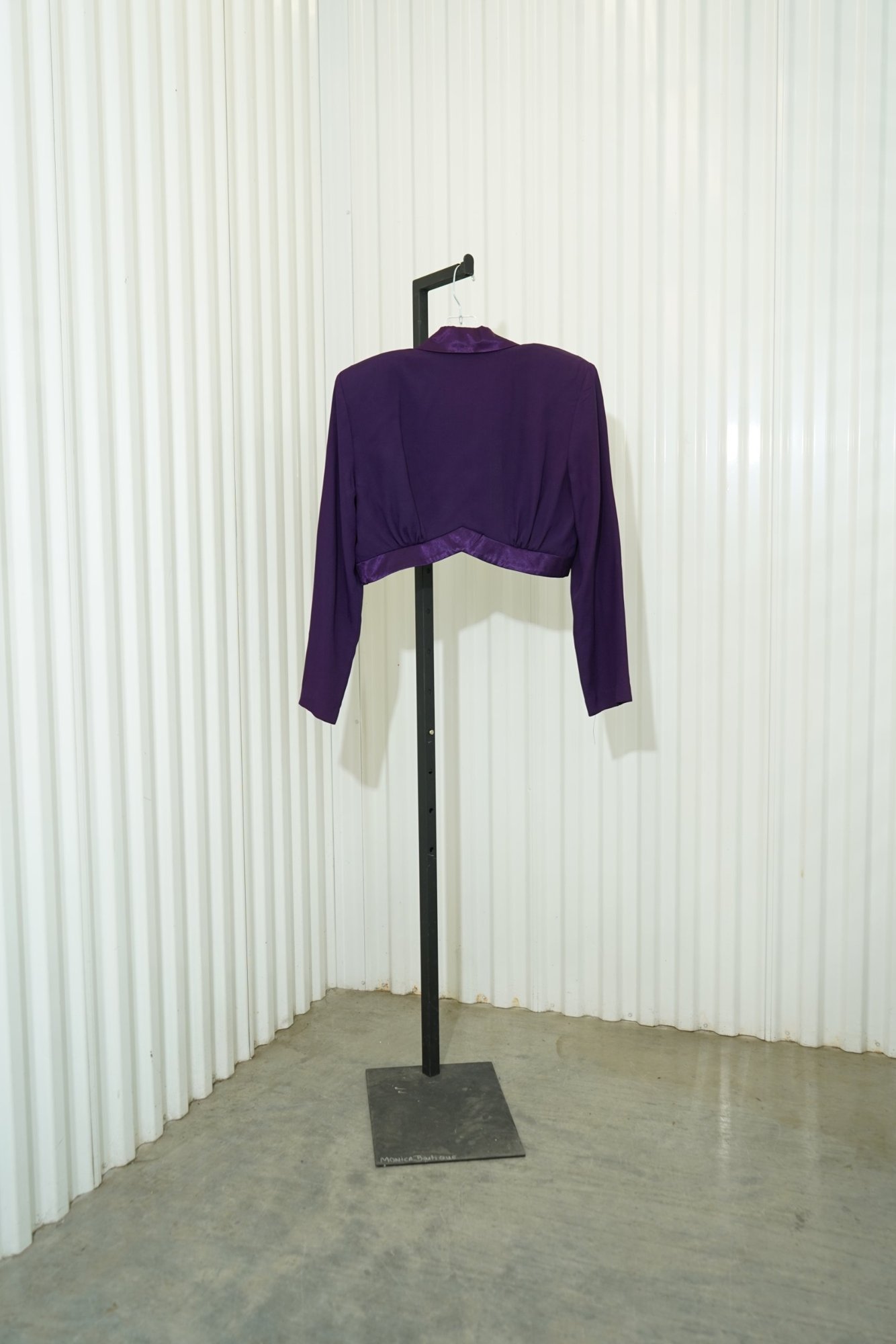 80s/90s FIRE Los Angeles Purple Satin Lapel Cropped Bolero Jacket, image 8
