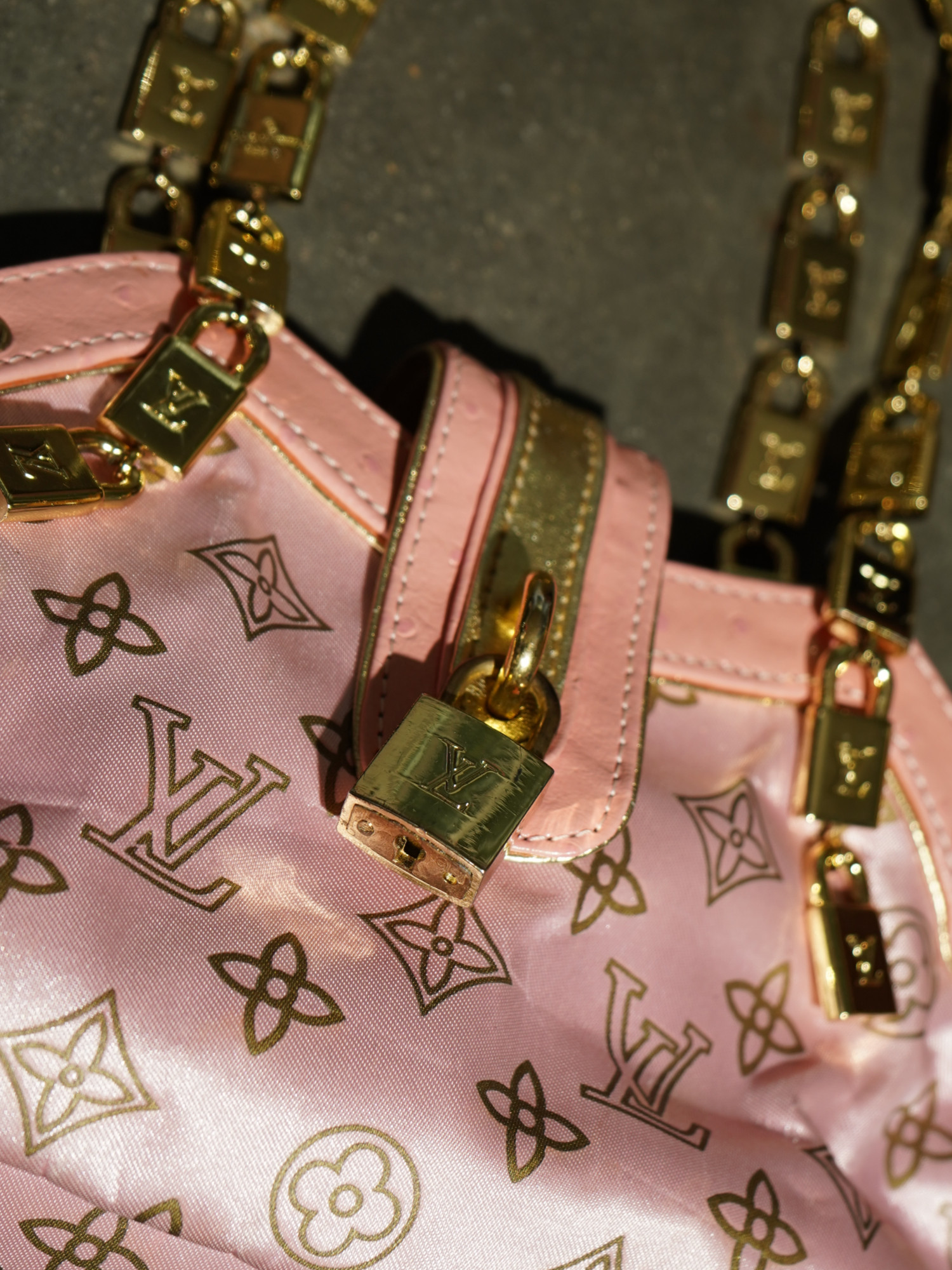 LV-style pink satin mini bag — image 4