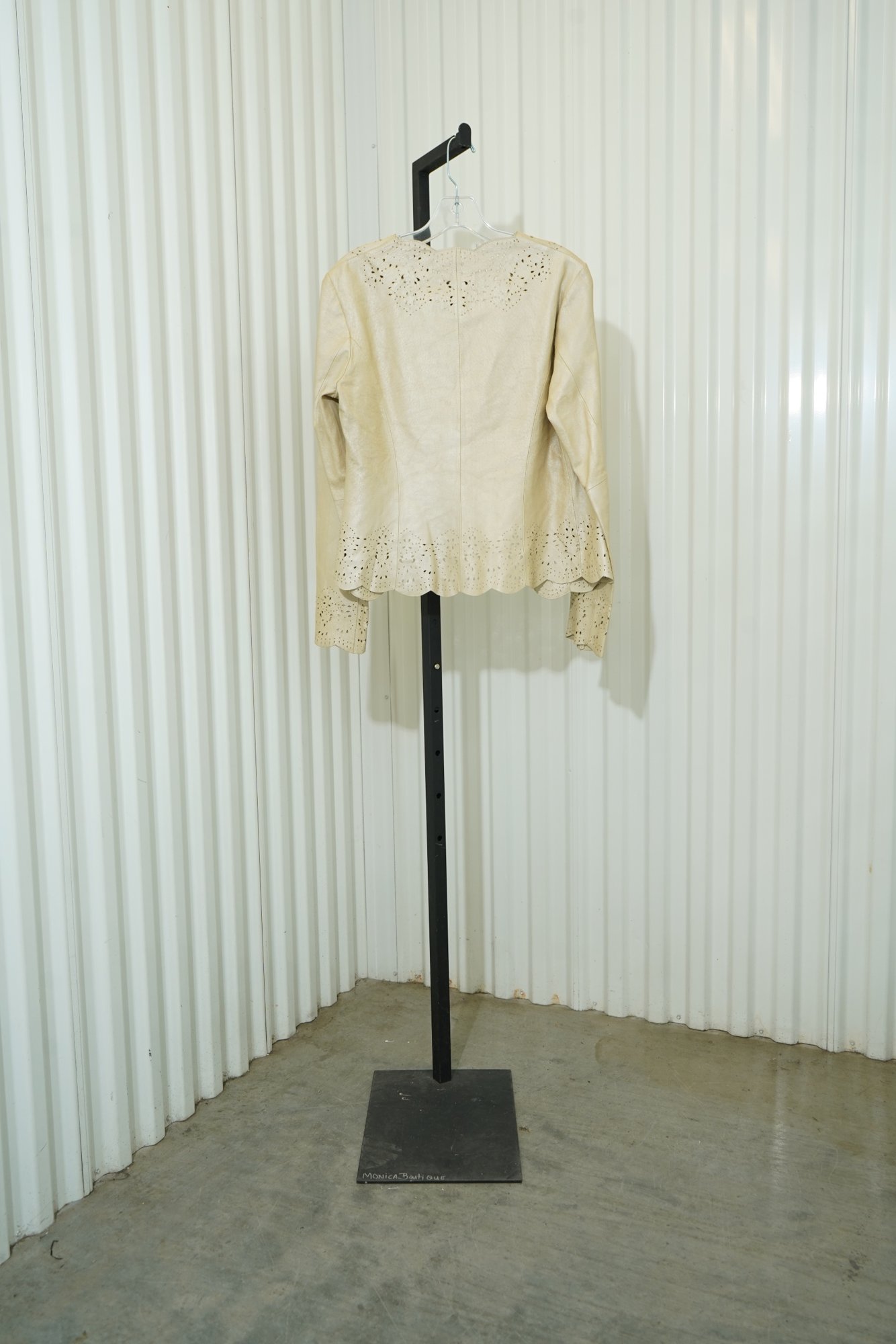 1990s C Concept open-front 100% leather jacket with laser-cut patterns, image 7