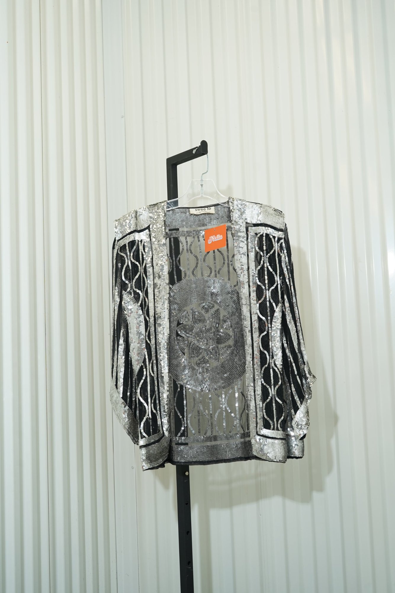 swee lo NY - St. Thomas 1970s swee lo art deco Black/Silver medallian Sequin Me…, image 2