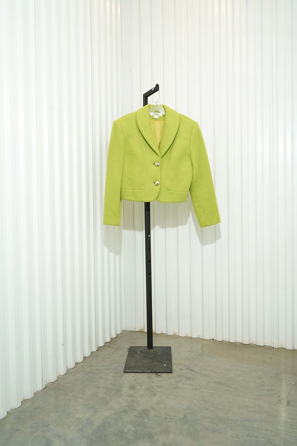 Thumbnail: 90s Tomommi Chartreuse Acid Lime Boiled Wool Shawl Collar Cropped Jacket