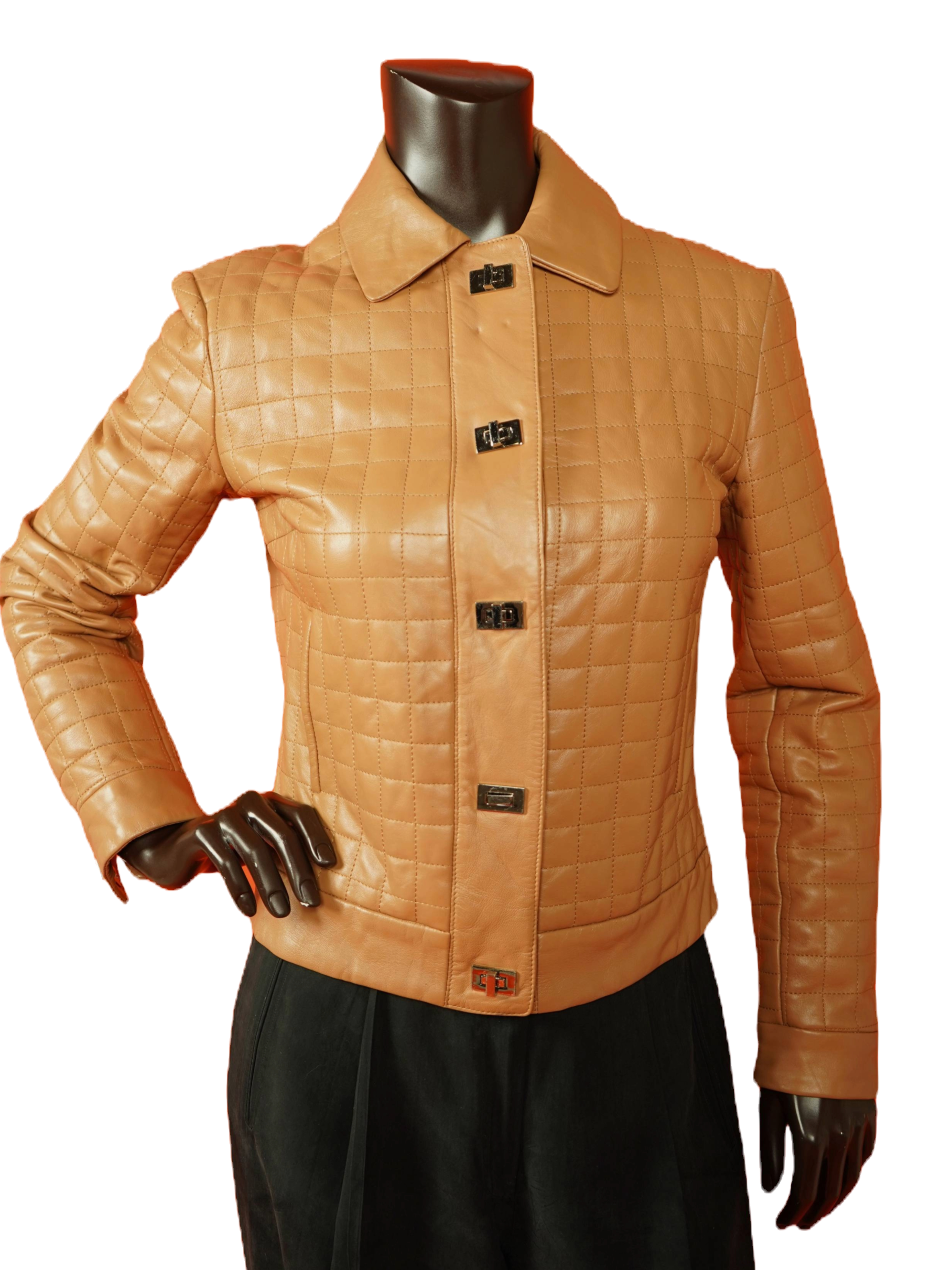Lillie Rubin Caramel Quilted Leather Jacket
