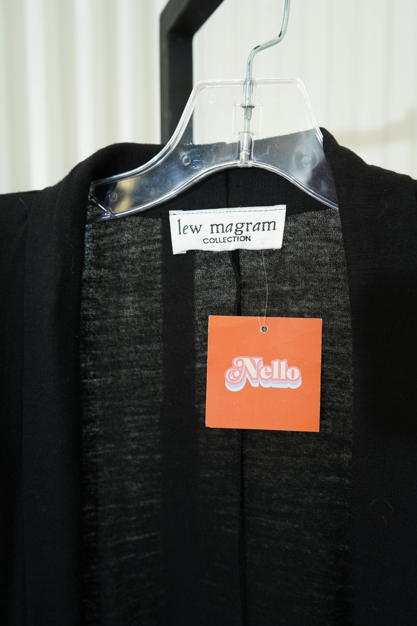 90s lew magram COLLECTION  Black Long Sleeve Midi Length Open Cardigan, image 3