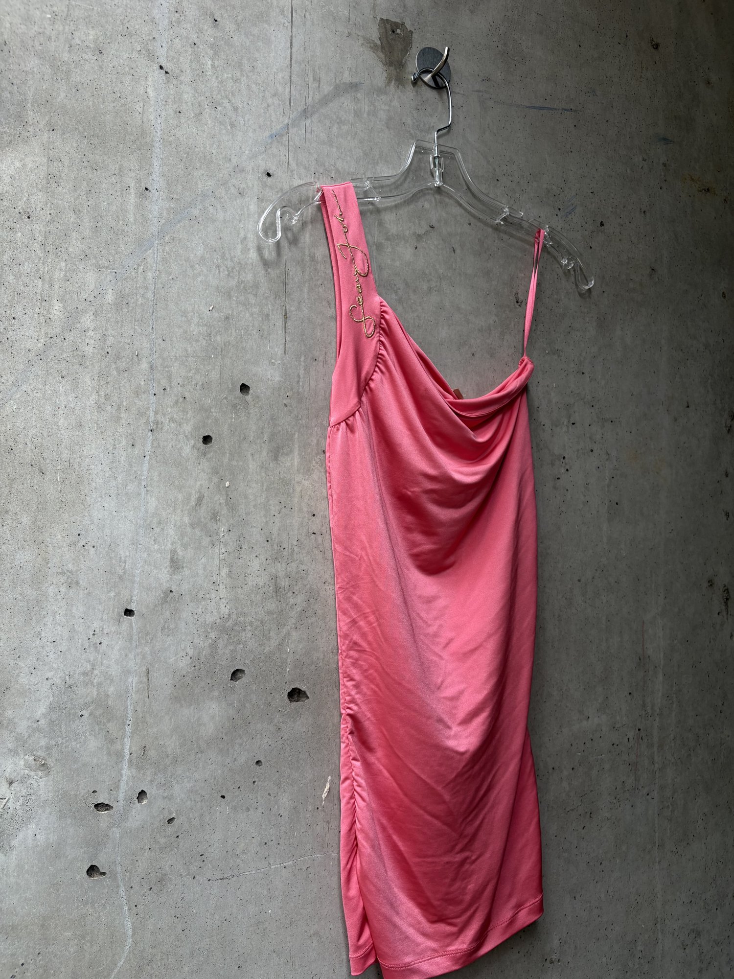 2000s Sean Jean Asymmetric Draped Pink Mini Dress, image 5