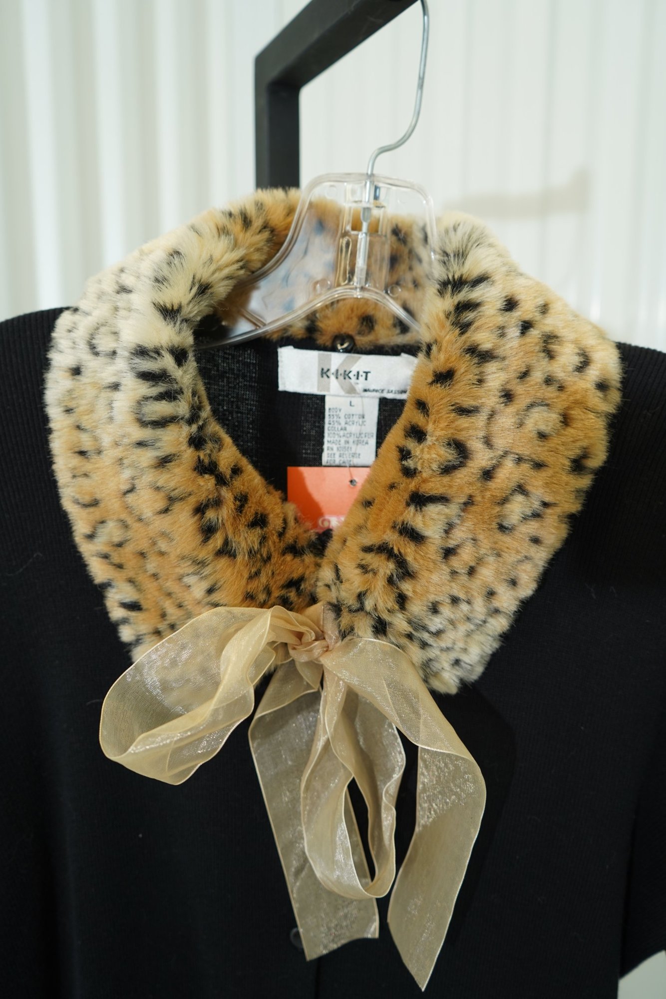 90s Kikit Maurice Sasson Leopard Collar Cardigan Long-Sleeve Sweater, image 2