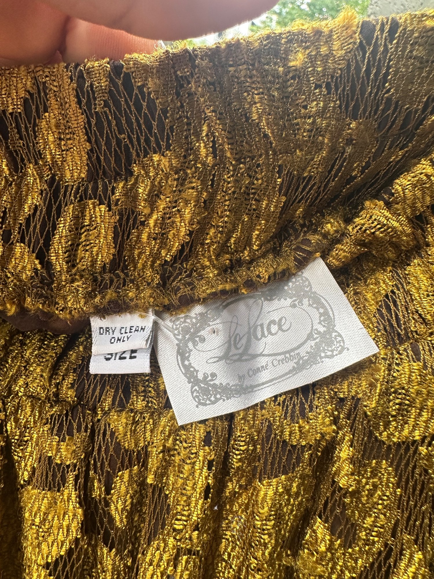 1980s-2000s Lace by Conné Carlton Mustard Lace Tiered Maxi Skirt, image 4