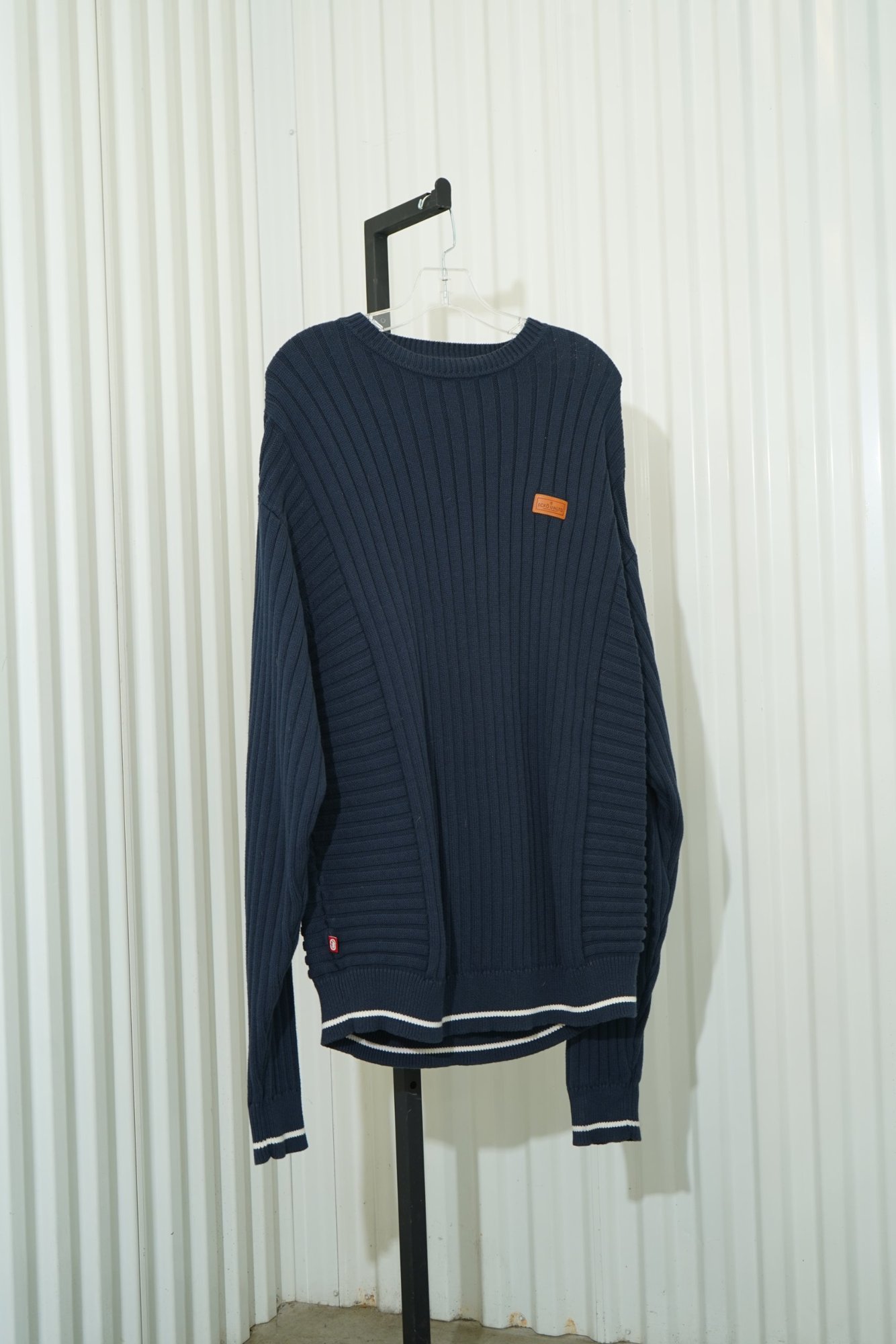 Y2K eckō unltd. Navy Ribbed Crew Neck Sweater (mens), image 2