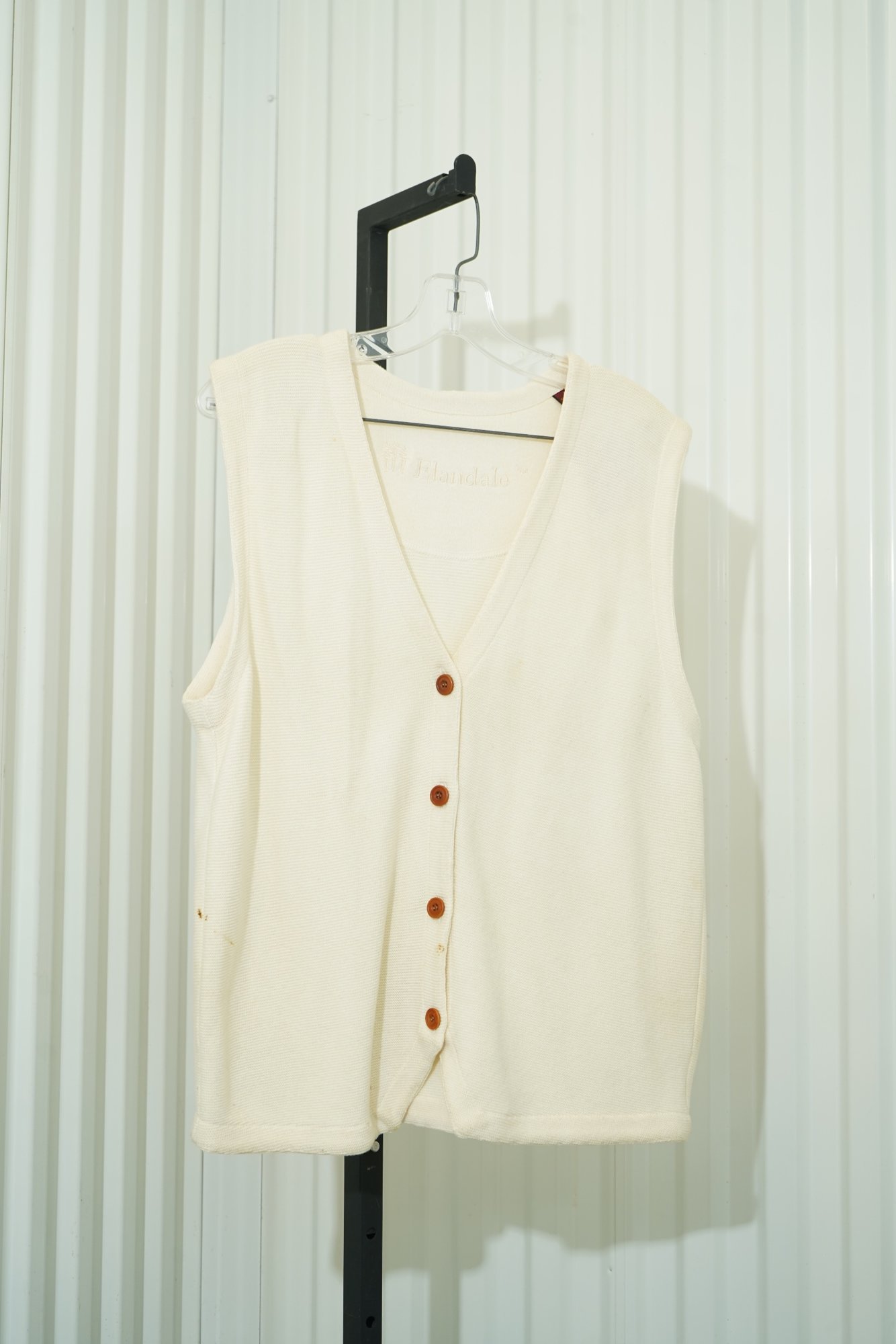 1990s-2000s Elandale Buttermilk 100% Cotton Crochet Cardigan Vest, image 3