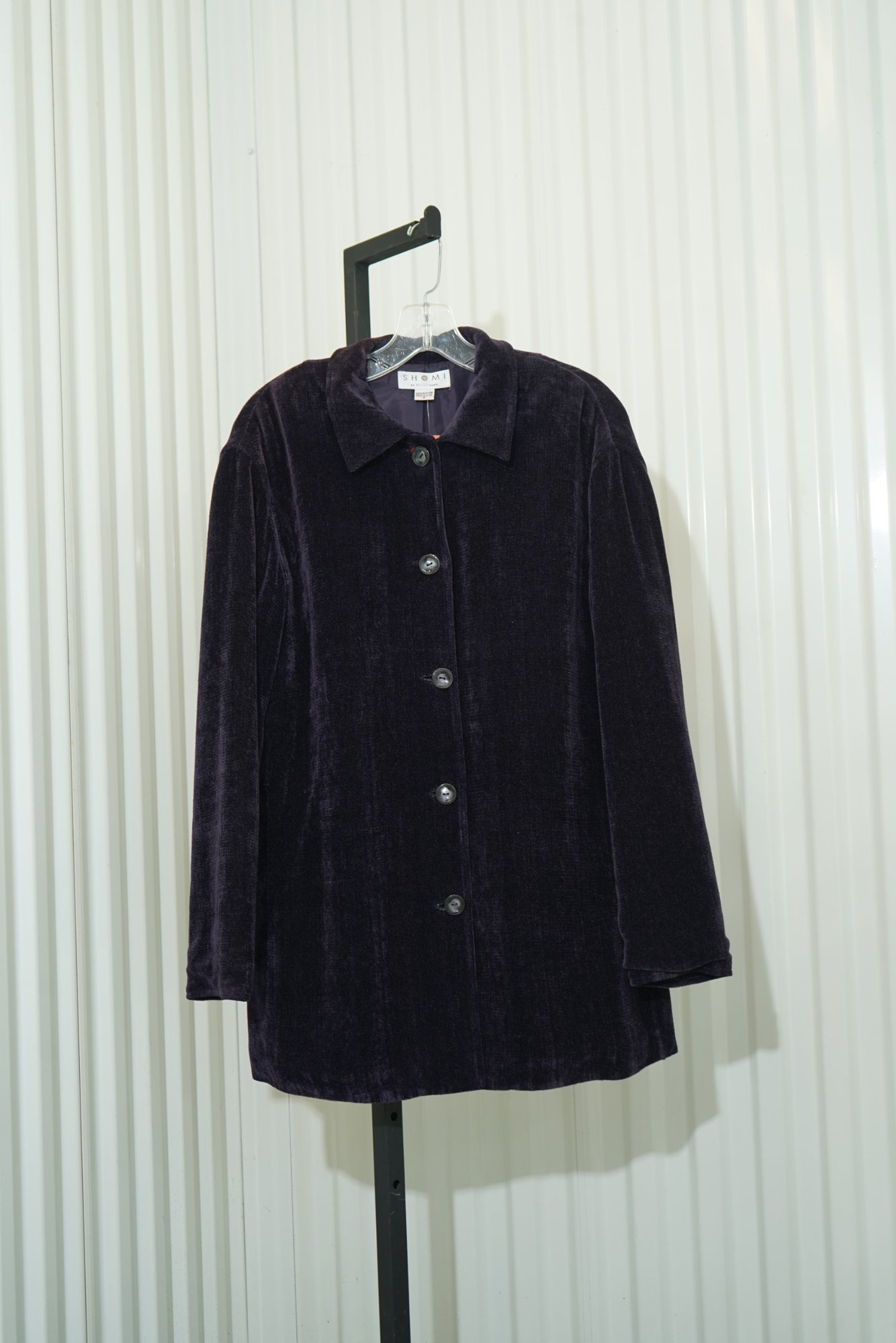 90s Shomi by Miller Shor Eggplant Plus velvet button Front-Jacket, image 2