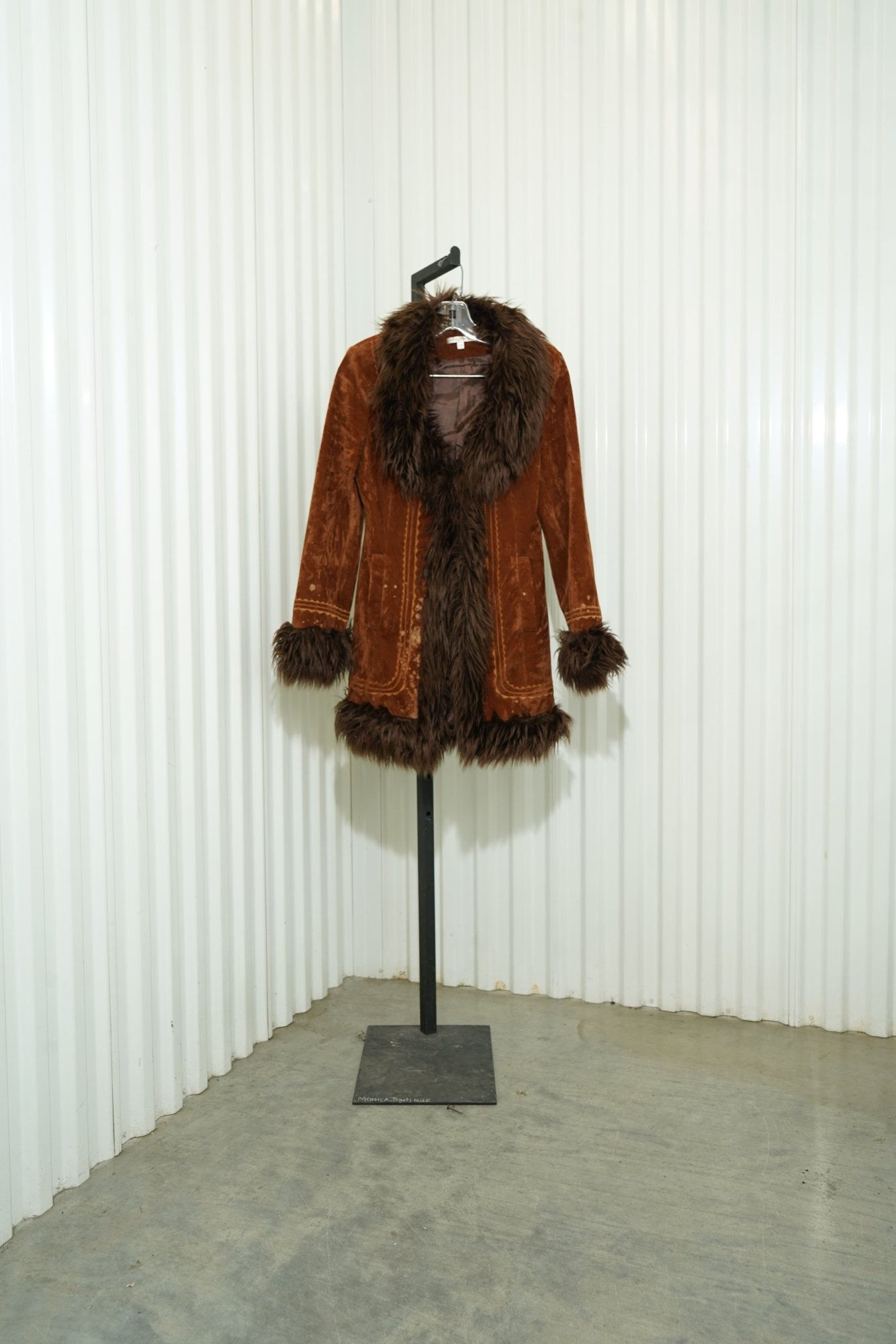 Y2K / early 2000s Down Town Suede Fur-Trimmed Penny Lane Coat